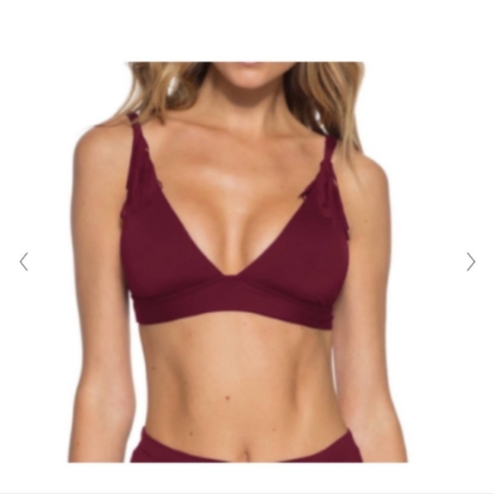 BECCA Dakota Side Tie Bikini Set in Cabernet size L new